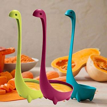 Imagem de Colheres de dinossauro VigasMart, 3 peças, loque de sopa, concha, monstro; colheres de Nessie, utensílios de cozinha, Blue+green+purple
