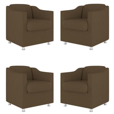 Imagem de Kit 04 Poltronas Decorativas Sala De Espera Clinica Suede Cor:marrom