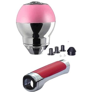 Imagem de Manopla bola cambio rosa cromada honda accord com Capa aplique de freio vermelho cromado