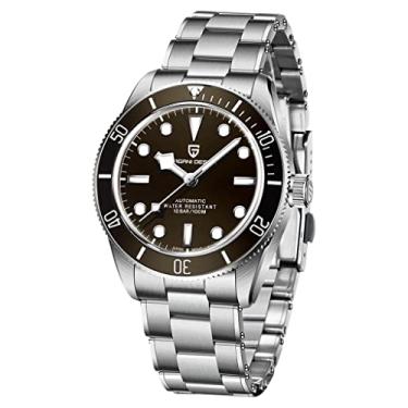 Imagem de HaiQin Pagani Design 1671 Relógios masculinos automáticos com pulseira de aço inoxidável, movimento japonês, 100 m, à prova d'água, mecânico, esportivo, relógio de pulso, Cinza, preto - , Mecânico