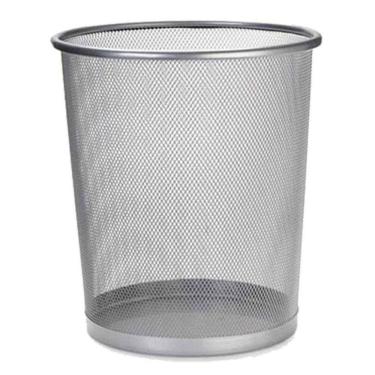 Imagem de Lixeira Metal Aramado Tela Cesto De Lixo 10 Litros - Prata
