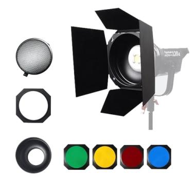 Imagem de Portas de celeiro Aputure com géis de filtro de 4 cores projetadas para luzes de fonte de ponto de montagem Aputure Bowens compatíveis com refletores Aputure e Fresnel 2X