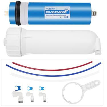Imagem de YKMGON Kit de membrana de osmose reversa de 600 GPD com carcaça de membrana RO, chave inglesa, acessórios de conexão rápida, válvula de retenção e substituição de tubo de água para sistema de filtro