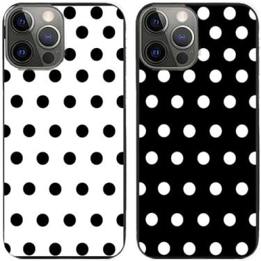 Imagem de 2 peças preto branco bolinhas impressas TPU gel silicone capa de telefone traseira para Apple iPhone todas as séries (iPhone 15 Pro)