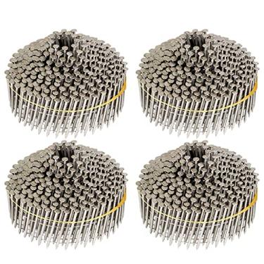 Imagem de 1200 Unhas de revestimento de aço inoxidável com haste de anel de 3,5 cm x 0,90 cm, pregos de revestimento de bobina de arame agrupado de 15 graus para aplicações de tapume de placa de cimento ou