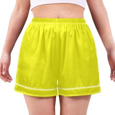 Imagem de Shorts boxer de pijama amarelo para mulheres, pijama boxer feminino, Amarelo, GG