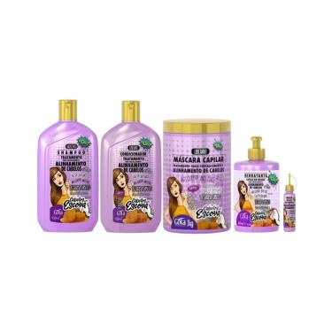 Imagem de Kit Gota Dourada Escova Shampoo + Cond + Másc 1000G + Creme + Tônico