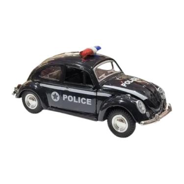 Imagem de Power Toys TECH - Miniatura Fuscão Fusquinha Viatura de Polícia : Carrinho de Ferro com Portas que Abrem e Pneus de Borracha 1:32