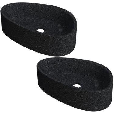 Imagem de Kit 02 Cubas de Apoio Gota Para Banheiro Lavabo C01 BG43W Preto Granit Matte - Lyam