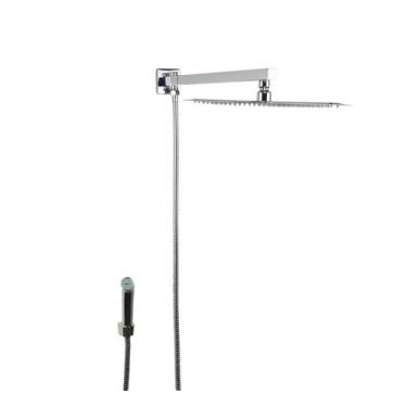 Imagem de Ducha Chuveiro Inox 304 25x25 Cm Com Desviador E Ducha De Mão - AMG Me