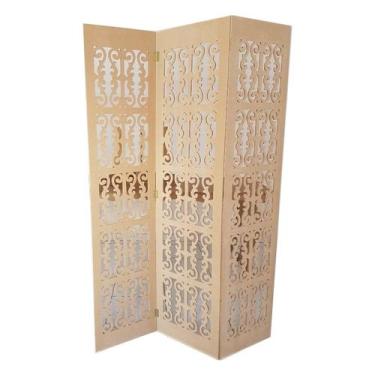 Imagem de Biombo 3 Folhas 129X180cm Mdf Modelo 2 Cru Vazado - Rosane Artes
