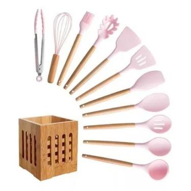 Imagem de Kit Utensílios De Cozinha 12 Peças Silicone Cesto Bambu - Home Land, R