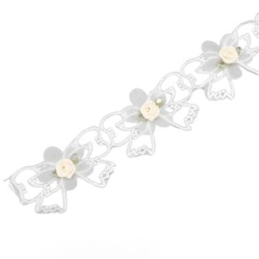 Imagem de 3 Rolos de Fita de Renda Floral Vintage Com 5 Cm de Flor Branca Bordada Com Toque Macio e Confortável para Decoração de Roupas Vestido de Noiva Chapéu Fronha Bordas Vestidos