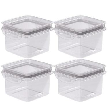 Imagem de Porta mantimentos Hermético Trava Mais 380ml fendi com 4 unidades Plas