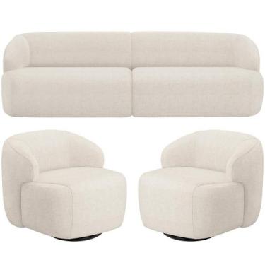 Imagem de Sofá 3 Lugares Curvo Orgânico com 02 Poltronas Para Sala Living 220cm 