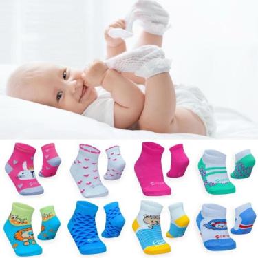 Imagem de Kit atacado 12 pares de meias de bebê em aldodão meia infantil menino 