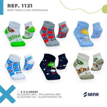 Imagem de Kit meia revenda baby feliz 6 pares meias infantil 0 a 6 meses colorid