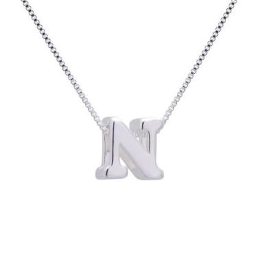 Imagem de Colar Corrente Letra Lisa Inicial Banhado Prata 925 - Papillon Semi Jó