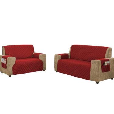 Imagem de Jogo de protetor de sofá para sofá couro 3 e 2 lugares com fixador - l