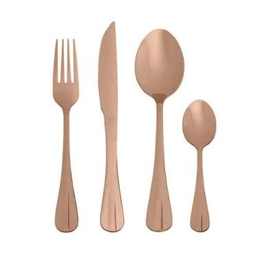 Imagem de Faqueiro Jogo De Talheres 24 Peças De Aço Inox Positano Lyor Rosê