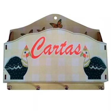 Imagem de Porta Cartas com Porta Chaves Chaveiro Decor - Galinha-d'Angola - Retr
