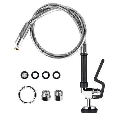 Imagem de Mangueira de pré-enxágue com válvula de pulverização 96,5 cm, mangueira de aço inoxidável flexível, kit de substituição de bocal de pia comercial para torneiras de cozinha industrial de restaurante, 2