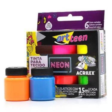 Imagem de Tinta para tecido fluorescente neon 6p 15ml - ACRILEX
