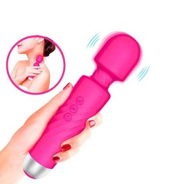 Imagem de Vibrador Varinha Mágica Recarregável 7 Vibrações com Cabeça Flexível H