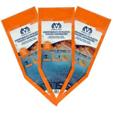 Imagem de Kit 3 Packs Argamassa Polimérica Cola Blocos E Tijolos 3kg - Massa Mai