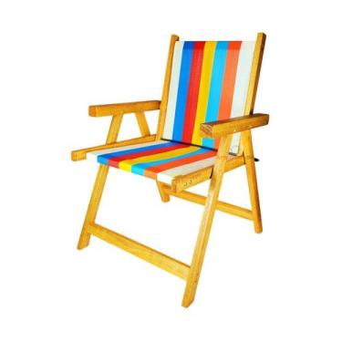 Imagem de Cadeira De Madeira Dobrável Para Lazer Jardim Praia Piscina Camping Ar