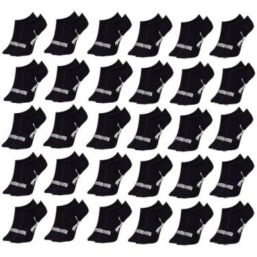 Imagem de Kit 30 Pares de Meias Puma Sapatilha Esportiva Feminina, Preto, 34-38