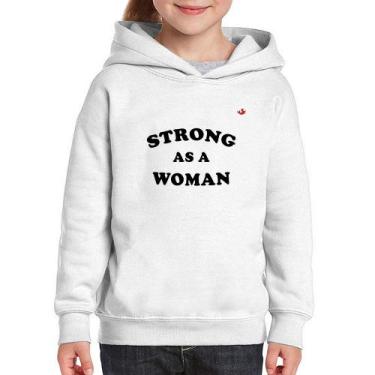 Imagem de Moletom Infantil Strong as a woman - Foca na Moda, Branco, 4