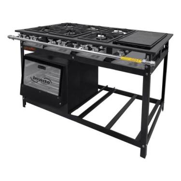 Imagem de Fogão Industrial 6 Bocas Com Forno E Chapa Baixa Pressão - Invicto Fog