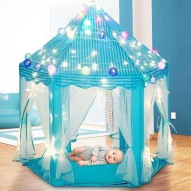 Imagem de Barraca Infantil Tenda Iluminada Castelo Com Luzes Azul