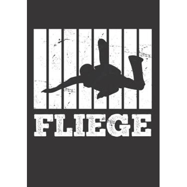 Imagem de Notizbuch A4 dotted, gepunktet, punktiert mit Softcover Design: Fly Fallschirmspringer Skydiver Vintage Retro Fly Fallschirm: 120 dotted (Punktgitter) DIN A4 Seiten