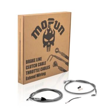 Imagem de Mofun Clutch Cable Kit & Extended Length ABS Upper Front Brake Line & Throttle by Wire Extensions Compatible with Harley Softail Fat Bob Low Rider 2018-2024, Fit 16"-18" Handlebar Black
