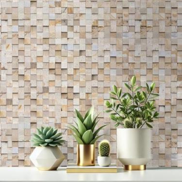 Imagem de Papel de Parede Realista Pastilha Canjiquinha Lavável Autocolante 5 Metros x 45 Cm