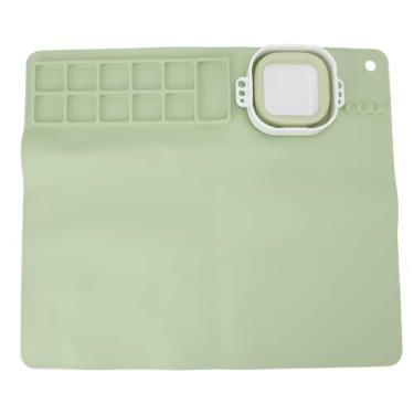 Imagem de Conjunto Multifuncional de Tapete de Pintura de Silicone, Segurança Lavável e Portátil Silicone Creator Tapete Com Paletas de Copos para Artista (16,5 X 14,4in verde)
