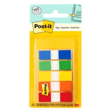 Imagem de Post-it Bandeiras com dispensador em movimento, cores primárias sortidas, 1,27 cm de largura, 100/dispensador, 1 dispensador/pacote