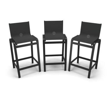 Imagem de Kit 3 Banquetas Alta Cozinha Balcão Bancada Alumínio Preto - Aluv Móve