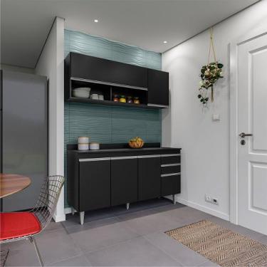 Imagem de Conjunto Balcão de Cozinha com Aéreo Tampo Dodoma MDP/BP Preto G96 - G