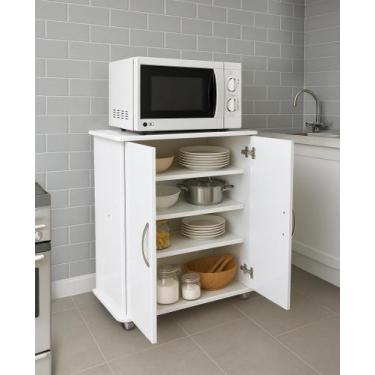 Imagem de Armário Organizador com Portas e Rodízios  98cm de Altura  Branco  Par