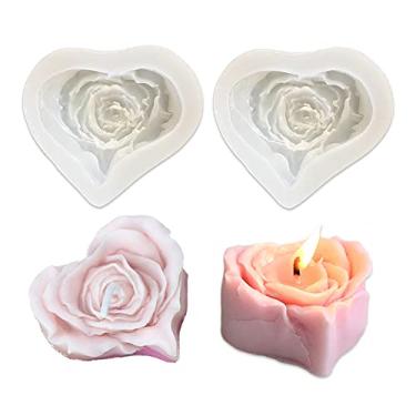 Imagem de Tone Fun 2 moldes de silicone para velas de rosas em forma de coração para fazer velas, resina, velas de aromaterapia, sabonete de cera artesanal, decoração de casa, artesanato