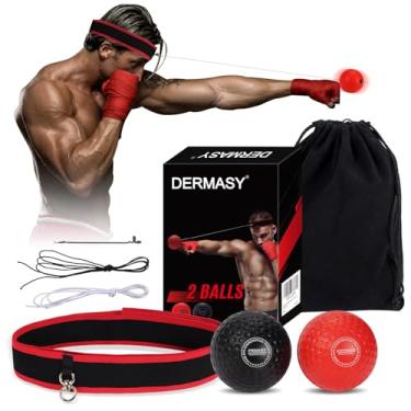 Imagem de Dermasy Bola de reflexo de boxe, 2 níveis de dificuldade, bola de treinamento de boxe com faixa de cabeça, perfeita para agilidade, reação, velocidade de perfuração, habilidade de luta, fitness e