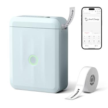 Imagem de Minimáquina de etiquetar NIIMBOT D110 versão atualizada com fita, impressora térmica Bluetooth portátil, etiquetadora de adesivos com vários modelos, organização de escritório, casa, cozinha, azul
