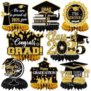 Imagem de 8 peças de centro de mesa de formatura para mesas de formatura 2022, decoração de mesa de graduação, centro de mesa de graduação, topo de mesa de formatura, classe de 2022, artigos de lembrancinha de festa de formatura (ouro preto)