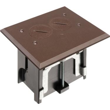 Imagem de Arlington FLBAF101BL-1 Kit de caixa de chão ajustável com tomada e placa de flip para pisos instalados, 1 gangue, preto, 1 pacote, Marrom, Rectangular w/ Threaded Plugs, Ivory