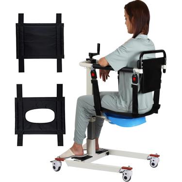 Imagem de Cadeira de transferência de elevação do paciente, cadeira de rodas portátil de elevação do paciente para casa e carro, deficientes e idosos, altura/largura Ajusta, atualizada com potty
