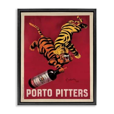 Imagem de Stupell Industries Arte de parede retrô vintage Wine & Tigers Black Floater Canvas por Marcello Nizzoli, 43 x 53 cm