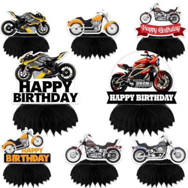 Imagem de Motocicleta Motocicleta Happy Birthday Honeycomb Centerpieces Extreme Soprts Racing Motocross Dirt Bike Tema Decoração para Motocicleta Cavaleiro Homem Meninos Adolescentes 1º Aniversário Festa de Chá